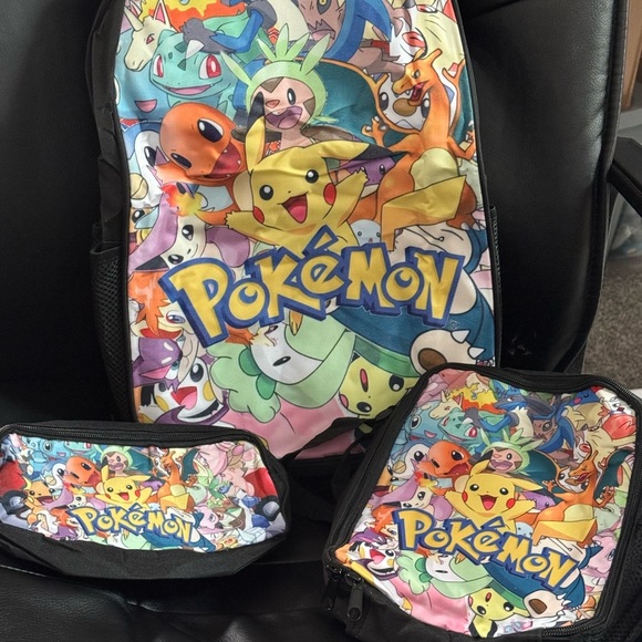 Pokemon Other - Pokemon Brand New Multicolor Kids Backpack/Lunchbox/Pencil Pouch Set